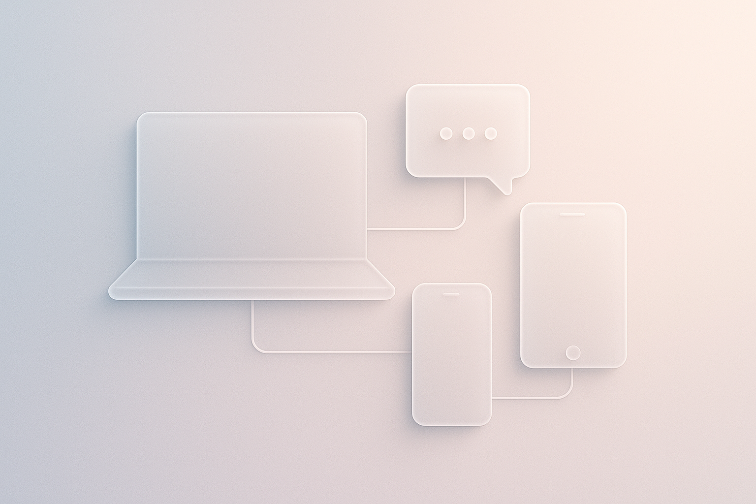 Illustration of interconnected devices representing client portals.