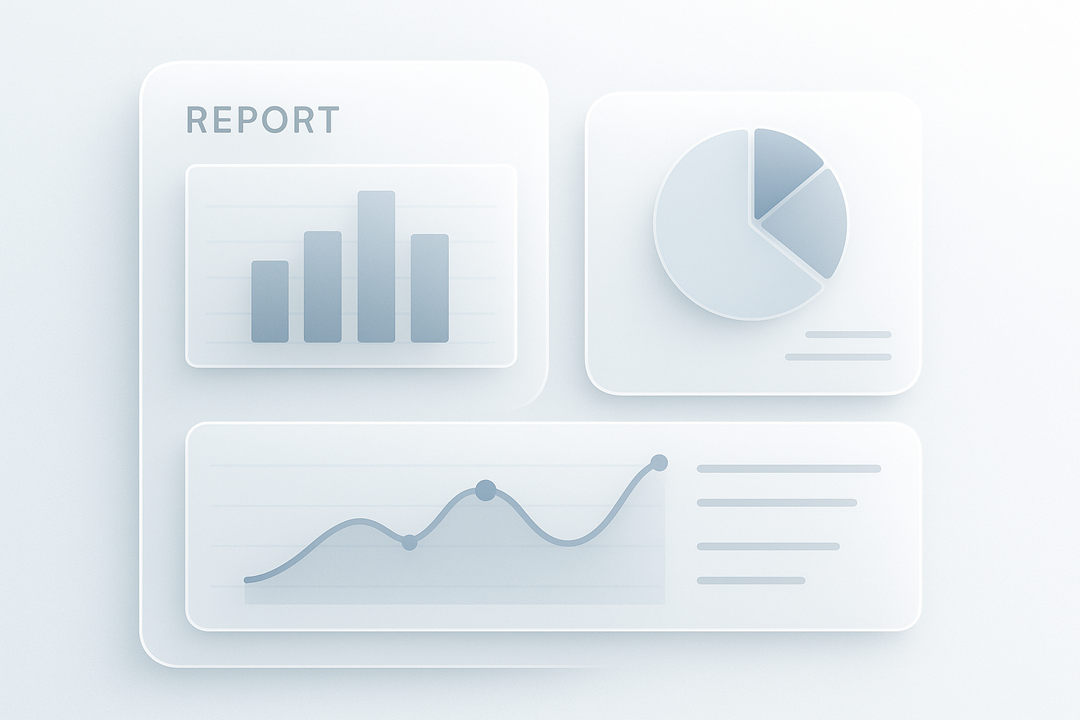 An abstract representation of reporting dashboards with soft gradients.