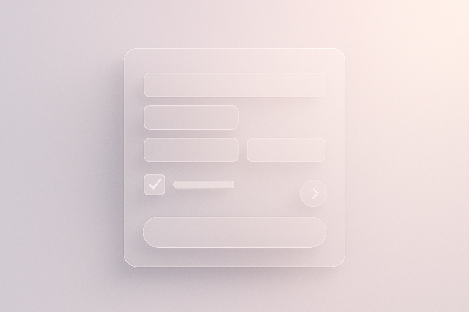 A modern form builder interface in a frosted-glass aesthetic