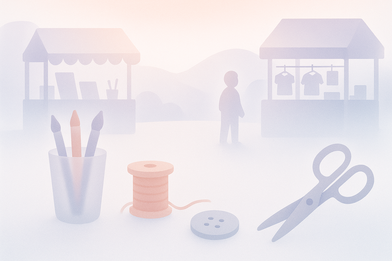 A refined visual representation of craft fair organizing with soft gradients and creative elements.