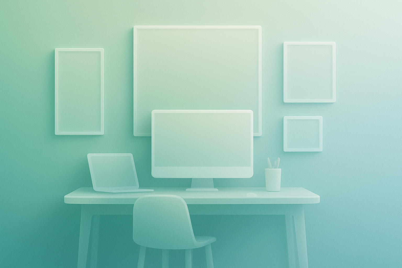 Minimalistic workspace embodying a creative art gallery environment