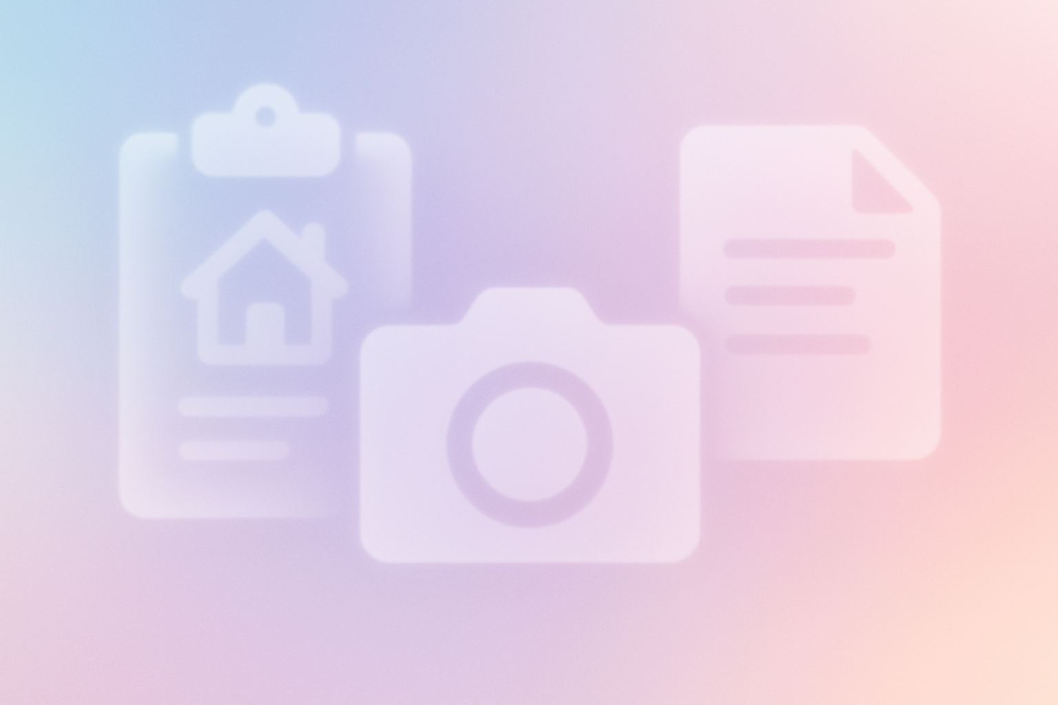 Abstract representation of an inspection app with tools and documents.
