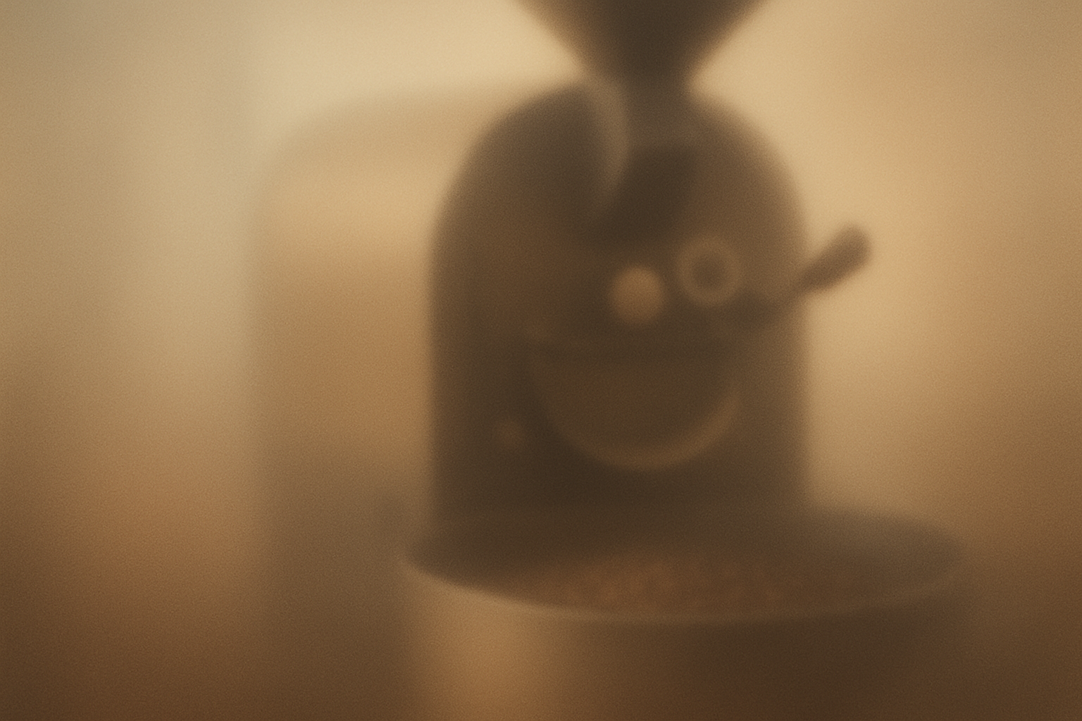 A blurred coffee roaster with subtle gradients, evoking the essence of coffee roasting.