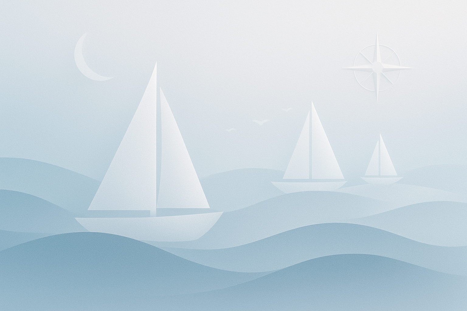 Abstract sailing theme with soft blue gradients and subtle nautical elements.