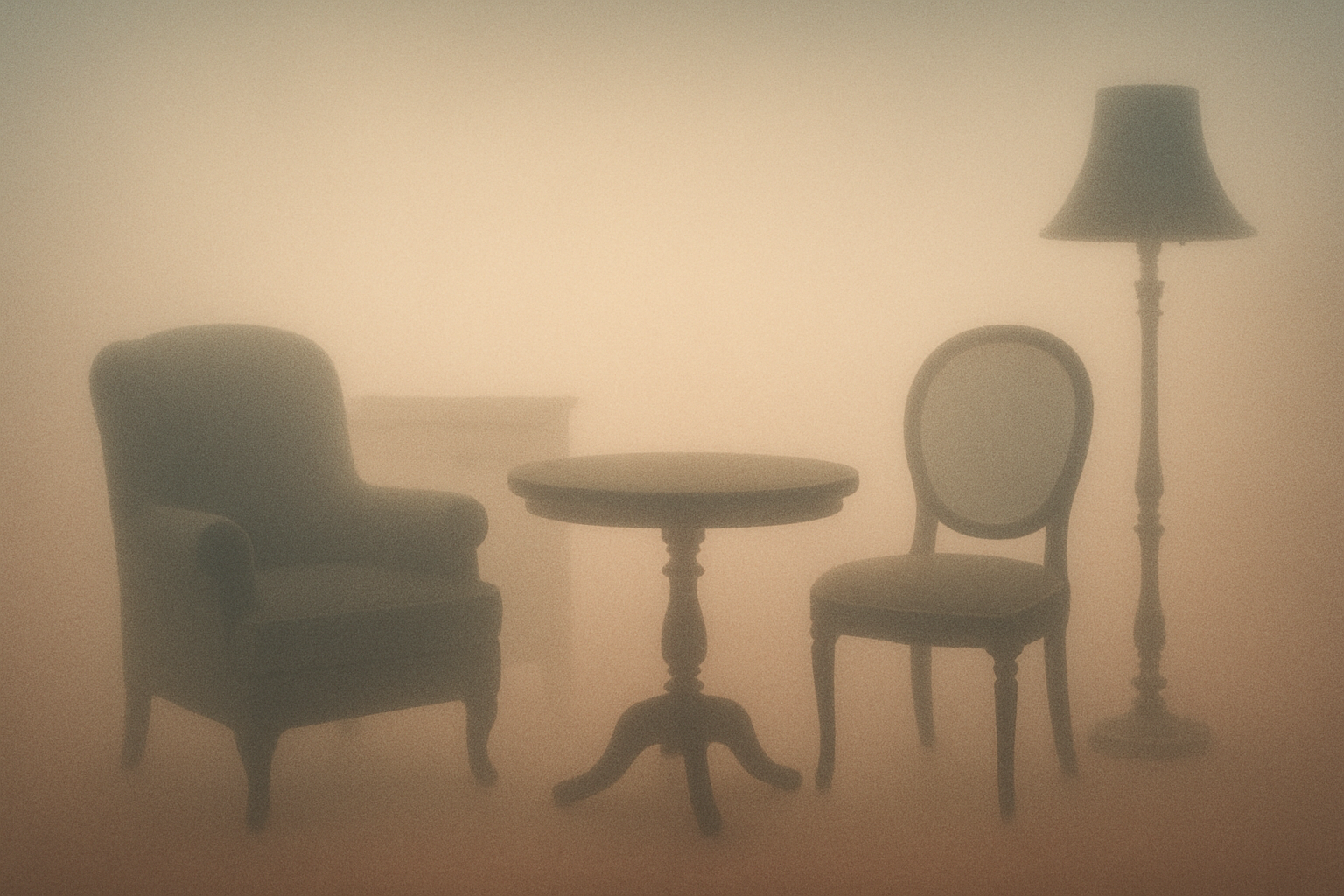 Hero image depicting vintage furniture silhouettes with a soft gradient aesthetic.