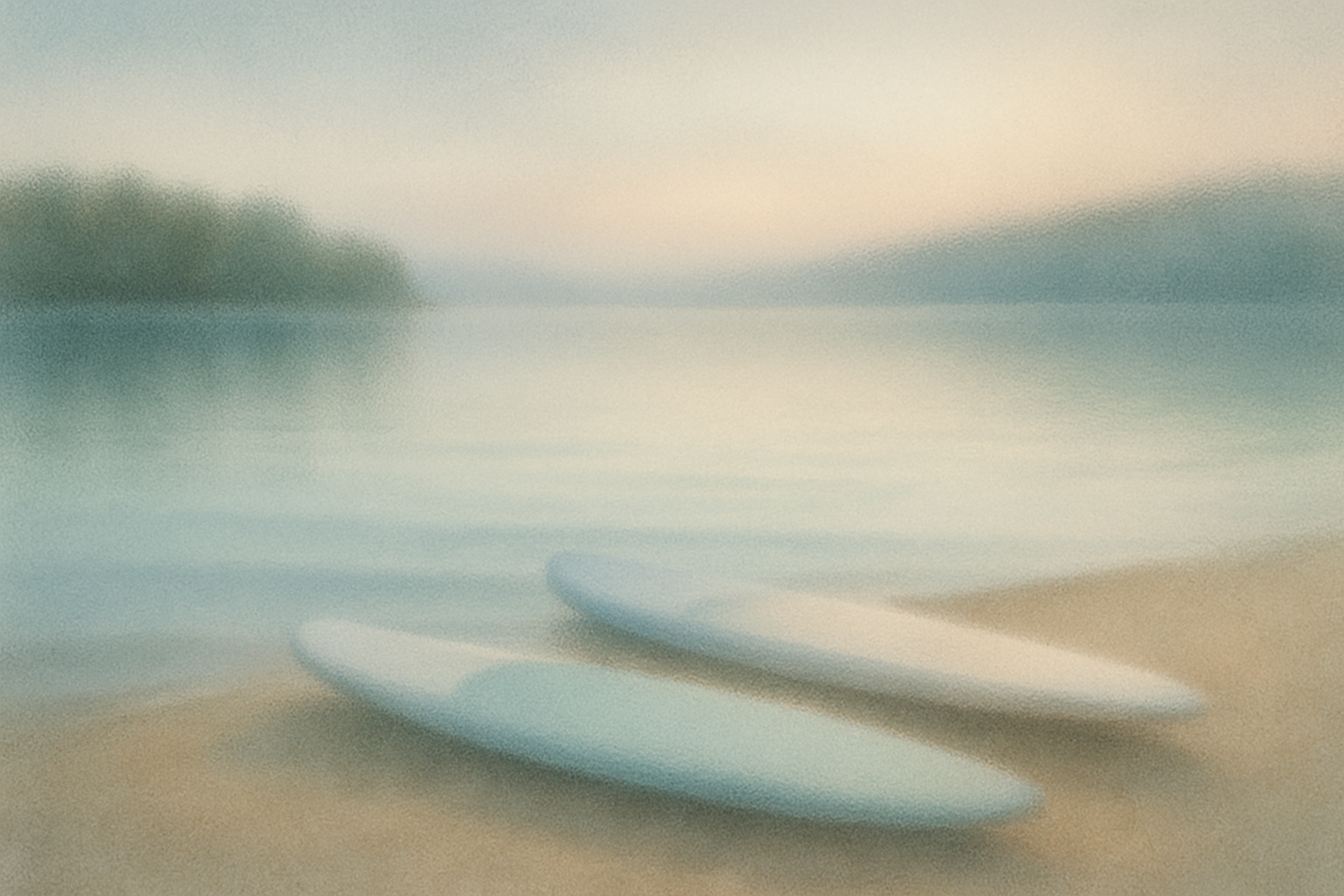 Serene water scene with subtle textures, hinting at paddleboard rentals.