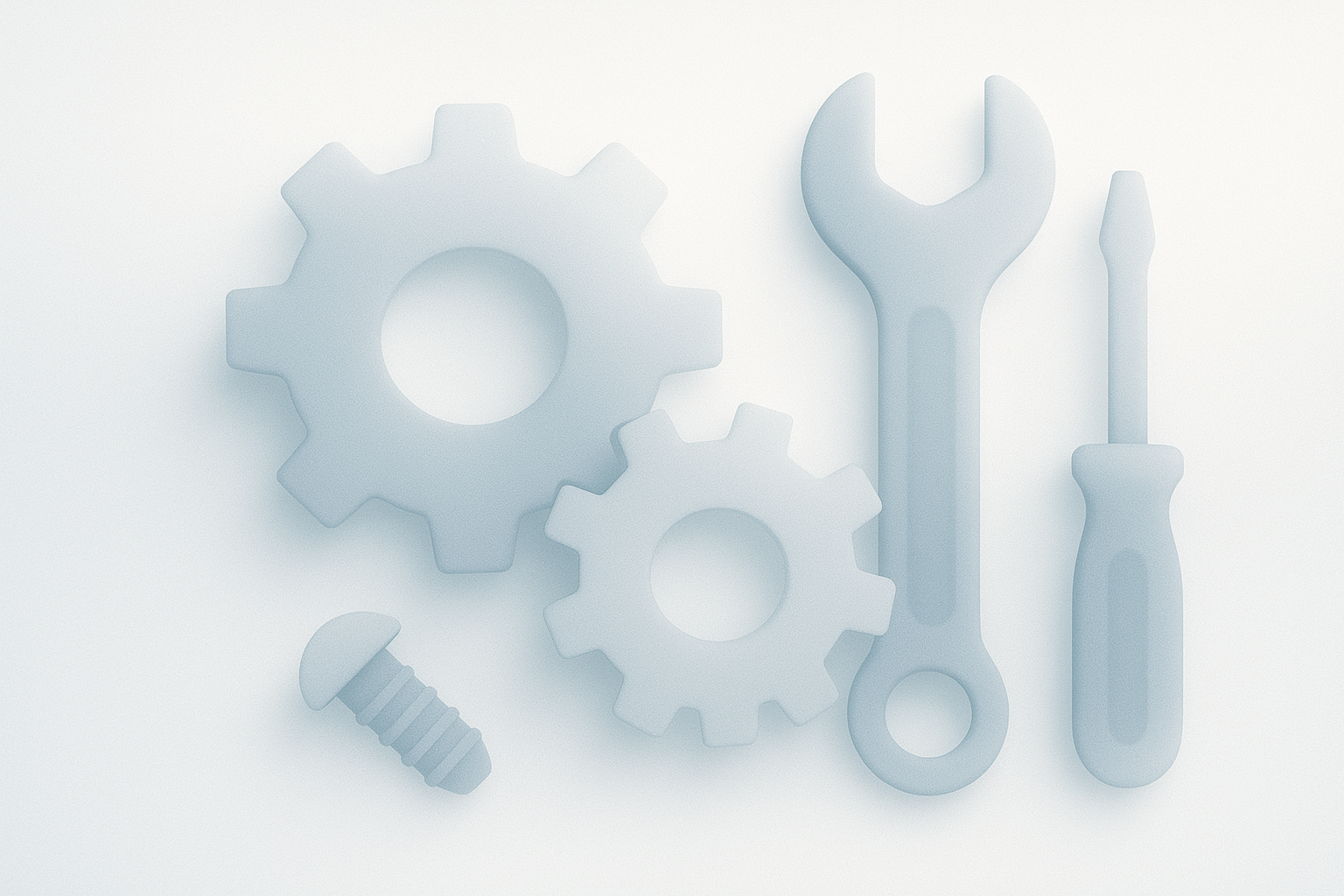 A minimalistic representation of maintenance tools and gears.