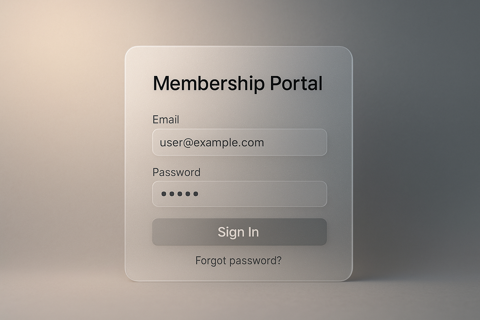 An elegant membership portal interface reflecting streamlined subscription management.