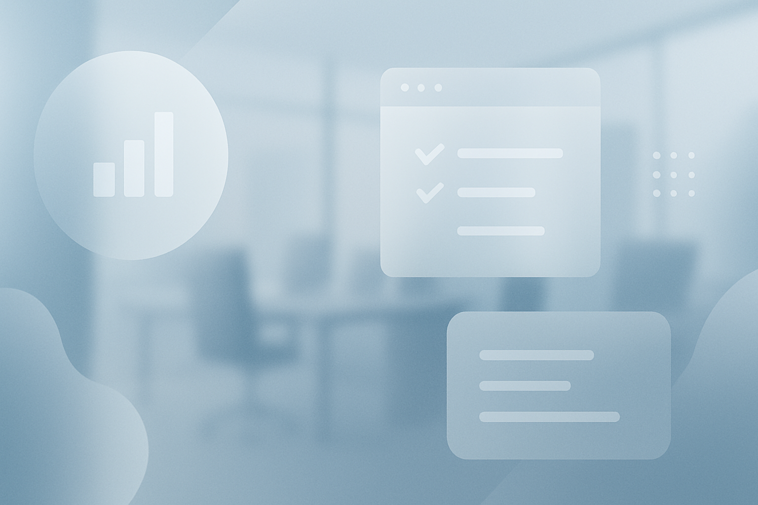 Abstract representation of a modern office with digital organization themes.