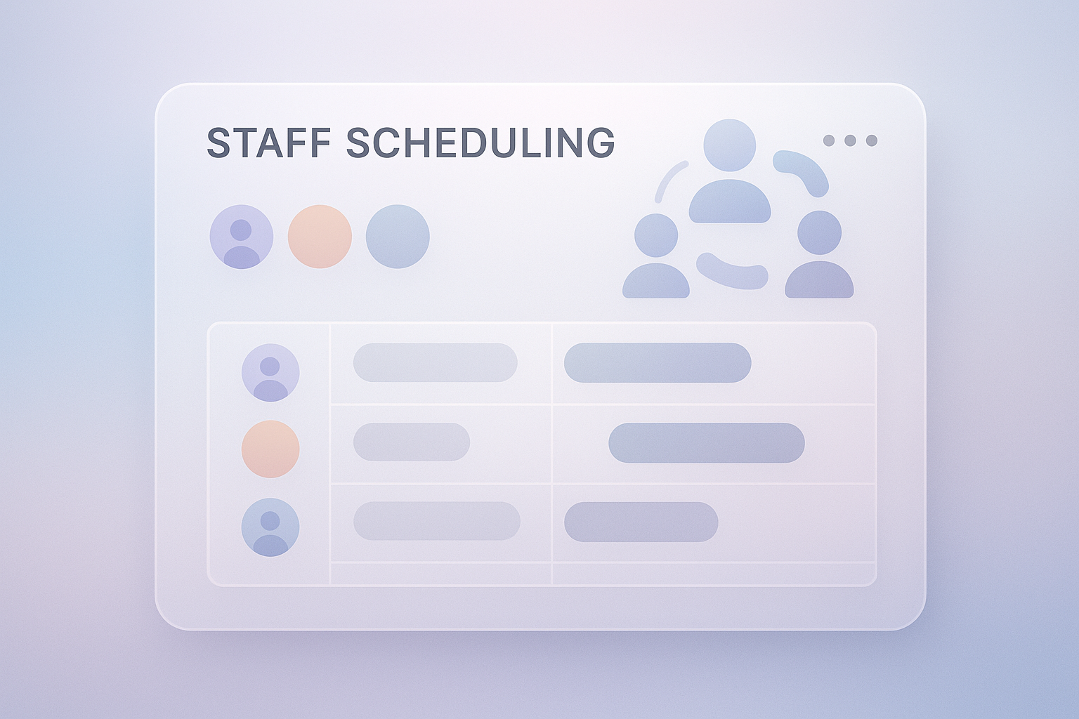 Digital interface of a staff scheduling app in a minimal design.