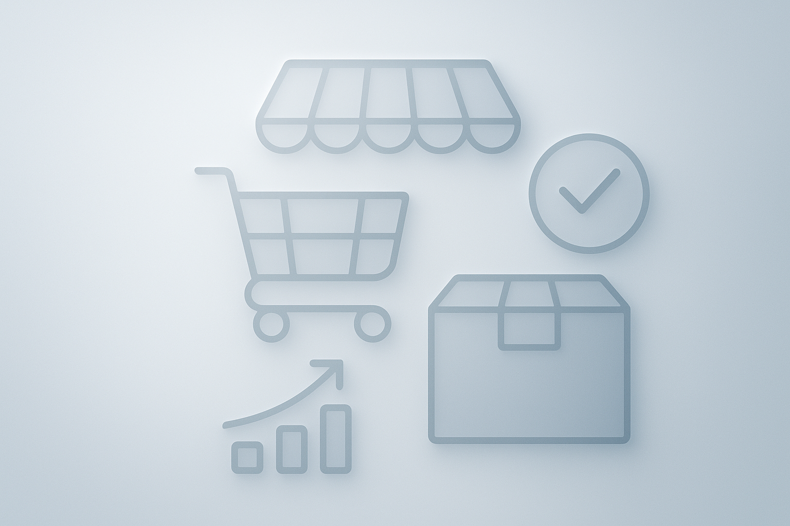 Abstract representation of e-commerce efficiency in a frosted-glass style.