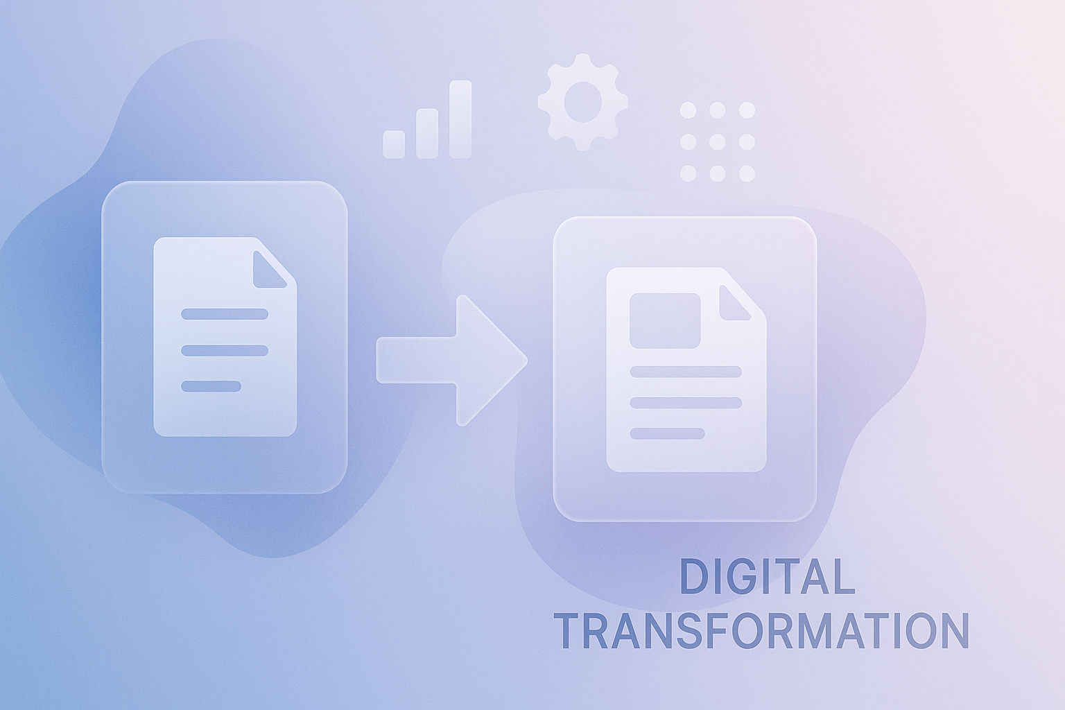 An abstract representation of digital transformation from paper to digital forms.