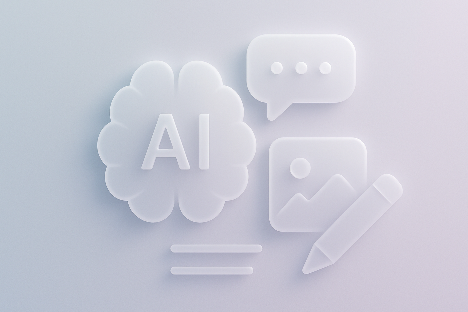 A minimalist aesthetic representation of AI and content creation.